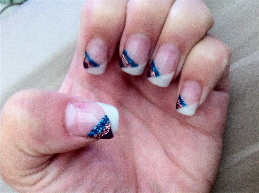 White Purple Pink & Blue Tips - Nail Art Gallery