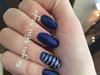 Blue Sparkle Shellac With Silver Stripes