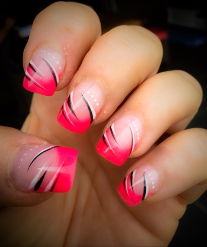 Pink French Nail Art  Gel