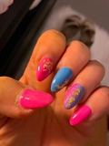 Pink/blue nail art