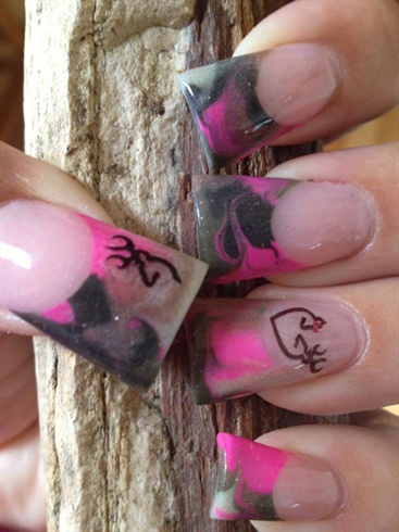 Pink Camo Flared Nails