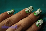 Green 3D White Flower 