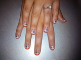 orange and white tips with flower