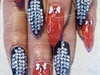 Black and red bling nails