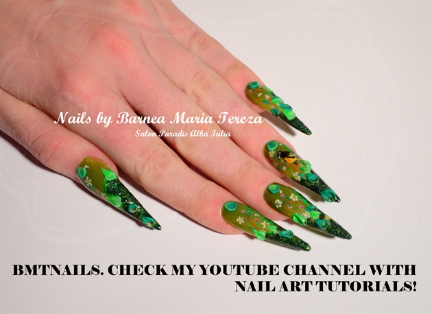 Green spring nail art
