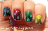  Colorful Fancy Feather nail art design