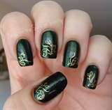 Gold Flower Grass Nail Water Stickers 