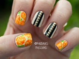 Studded Nails with Orange Roses
