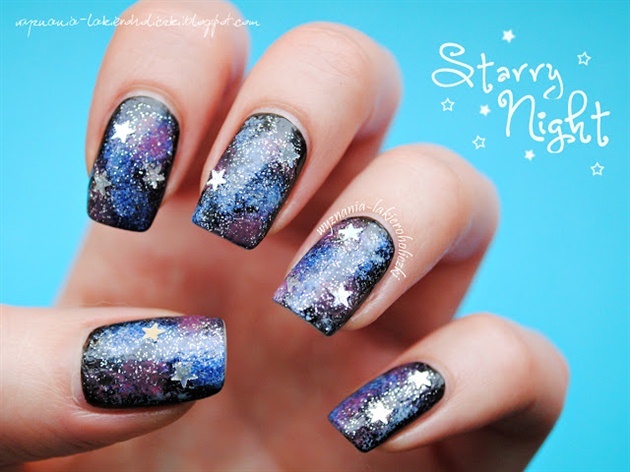 starry sky nail art