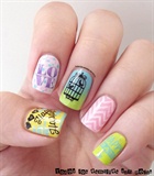 Love Wavy Stripe Cage Stamping Nails
