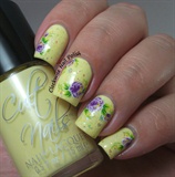 Yellow Floral Water Decals Nail