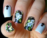 Fancy Blue Floral Water Decals Nails