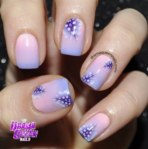 Fancy Purple Gradient Feather Nails