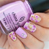 Violet Nails with Bow Rhinestones