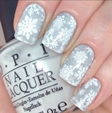 Snow in Dark Gray Stamping Nails