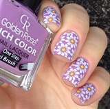 Pretty Violet Floral Stamping Nails
