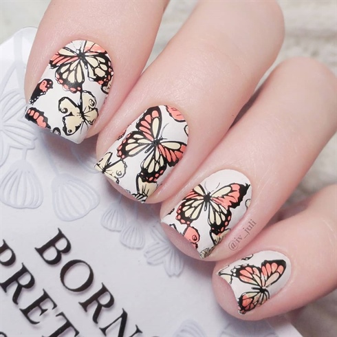 Butterfly stamping nails from IG@iv_juli