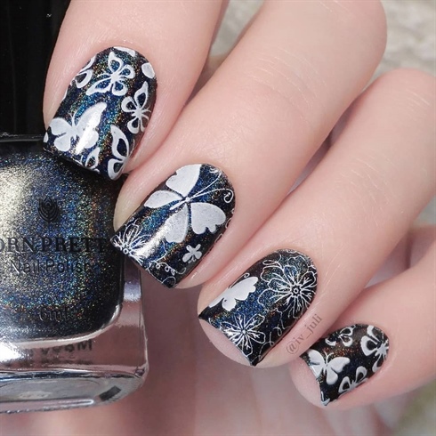 Holographic stamping nail art
