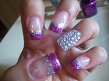 Fuchsia glitter nails 