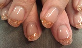 Peachie glitter tips with gold foil