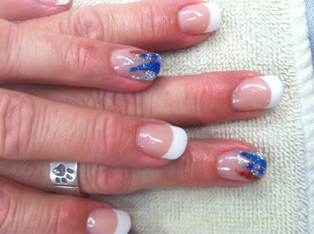 Red.Blue n Silver glitter with stars 201