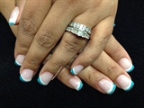 White And Turquoise Glitter French