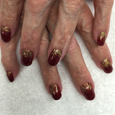 Red With Gold Glitter Ombre