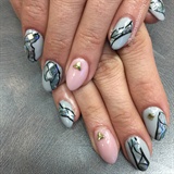 Gray And Abalone Shell Nails