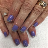Lavender And Glitter French Nails