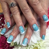 Tiffany Blue Nails With Roses