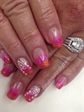Neon Pink And Orange Bling Ombr&#233;