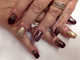 Burgundy And Gold New Year&#39;s Nails