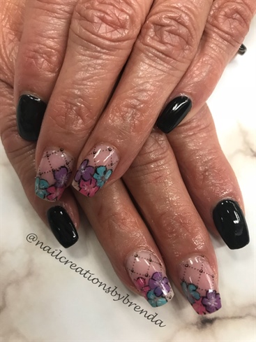 Colorful flowers and black