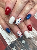 Red white and blue polkadots