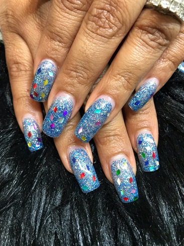 Blue glitter mix with chunks of confetti