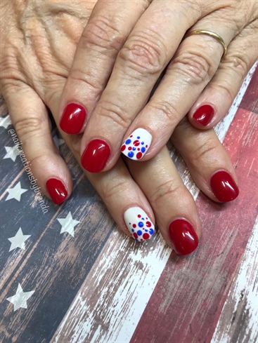 Fourth of July red white and blue polkad