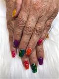 Number to multicolored jelly nails