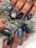 Blue Chrome Over Slate And Glitter Ombre