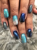 Blue Chrome Over Slate With Glitter Ombr