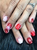 Red and white matted nails