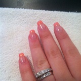 Coral Glitter French Nails
