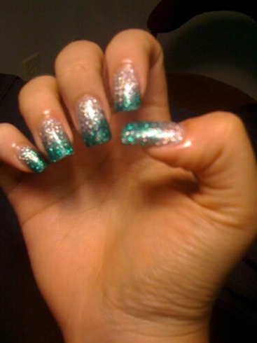 Silver and Teal Glitter Fade