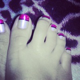 pink and black lined toes