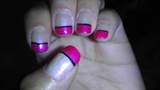 pink and black lined nails