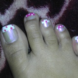 white and pink polka dots