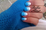 Simple blue and white nail art with dots