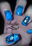 Blue butterfly nail art