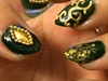 Dark Green Nails With Beads