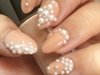 Nude Almond Nails With Pearls 