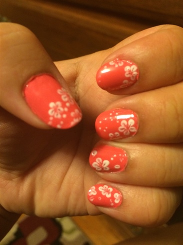 Pink Nails With Flowers 